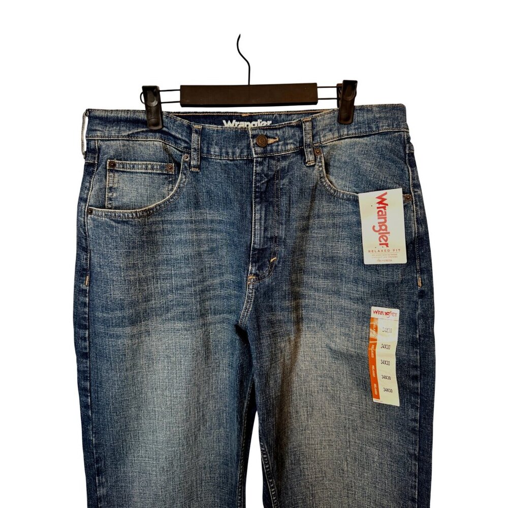 NWT Wrangler 34x30 Mens Relaxed Fit Jeans Blue Denim - Picture 5 of 12